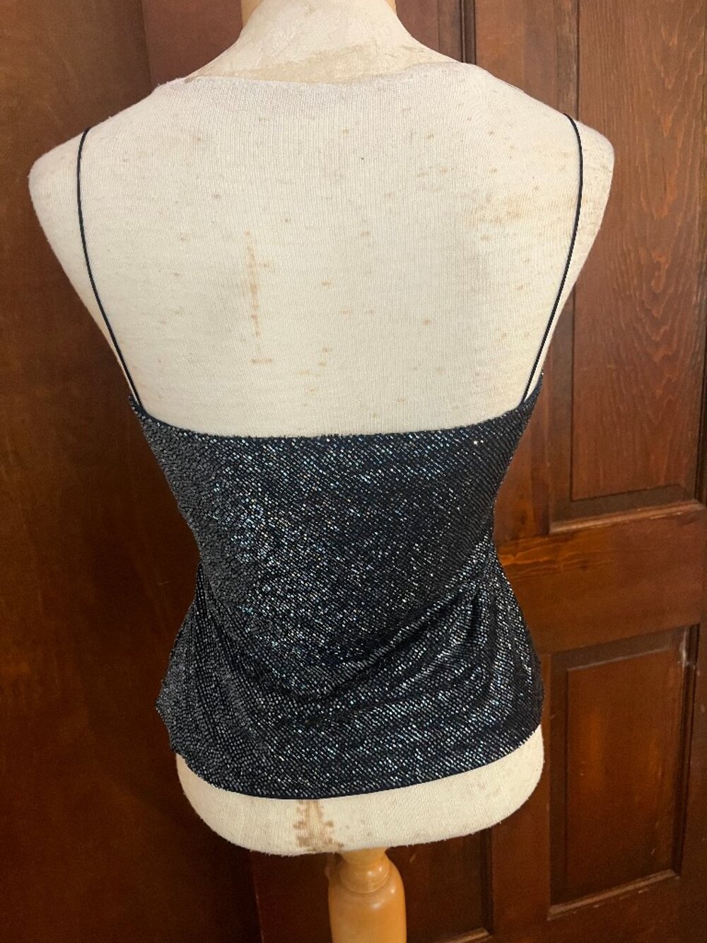Randolph Duke Vintage Y2K Navy Blue Beaded Camisole Built-in Bra Size 8 - Picture 8 of 16